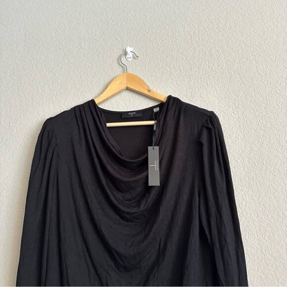 t tahari black long sleeves draped top Size medium - Picture 4 of 8